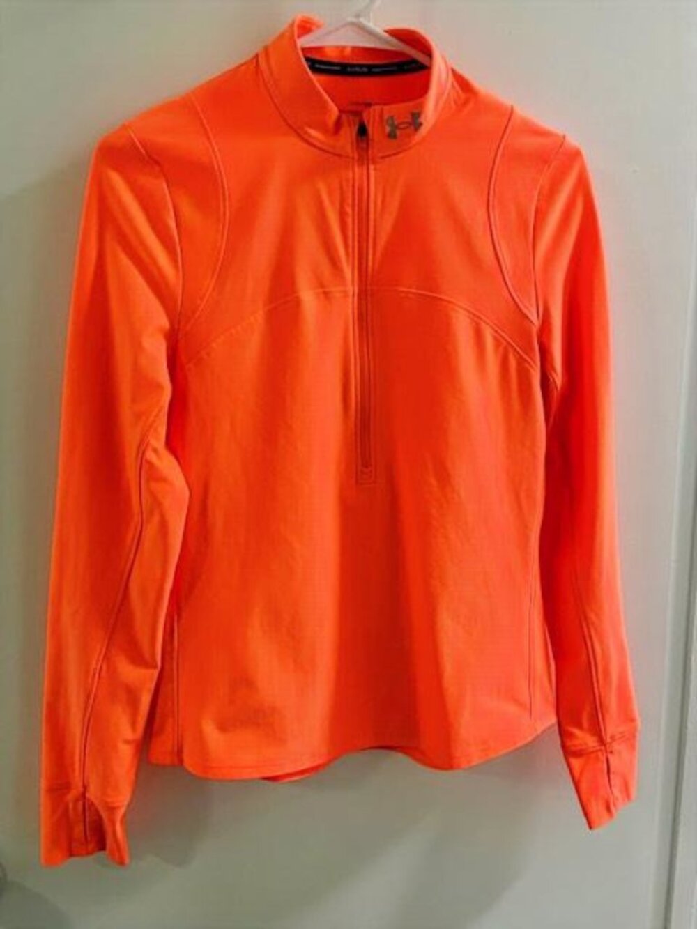Under Armour Half Zip Fitted Orange Jacket Size S